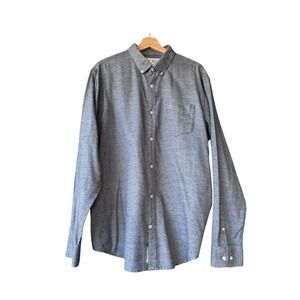 Original Penguin Shirt Top Gray Heathered Long Sleeve Button Down Classic Men XL